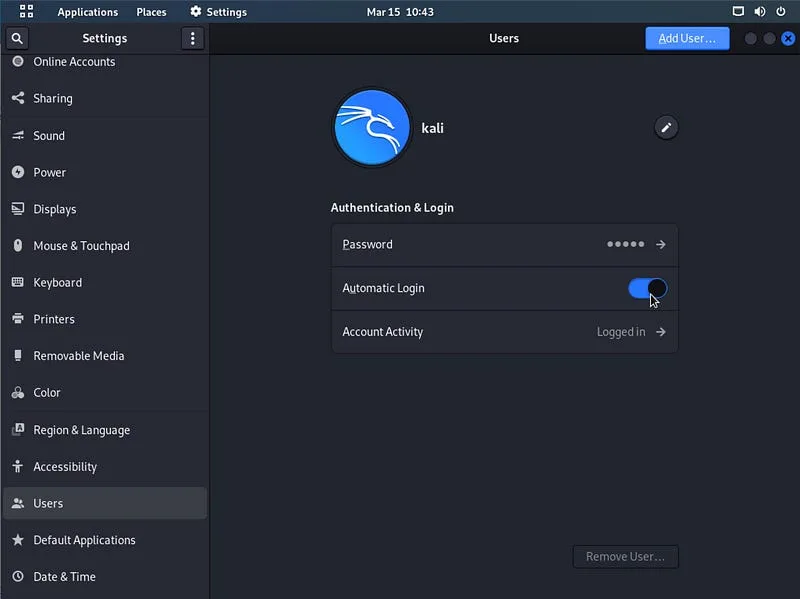Setting user as ‘Automatic Login’